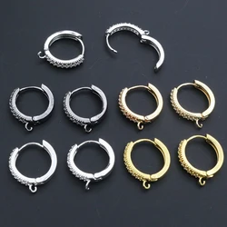 10pcs 15mm with Zircon Gold Silver Color Earring Hooks Leverback Open Loop DIY Clips Clasp Jewelry Making Accessories