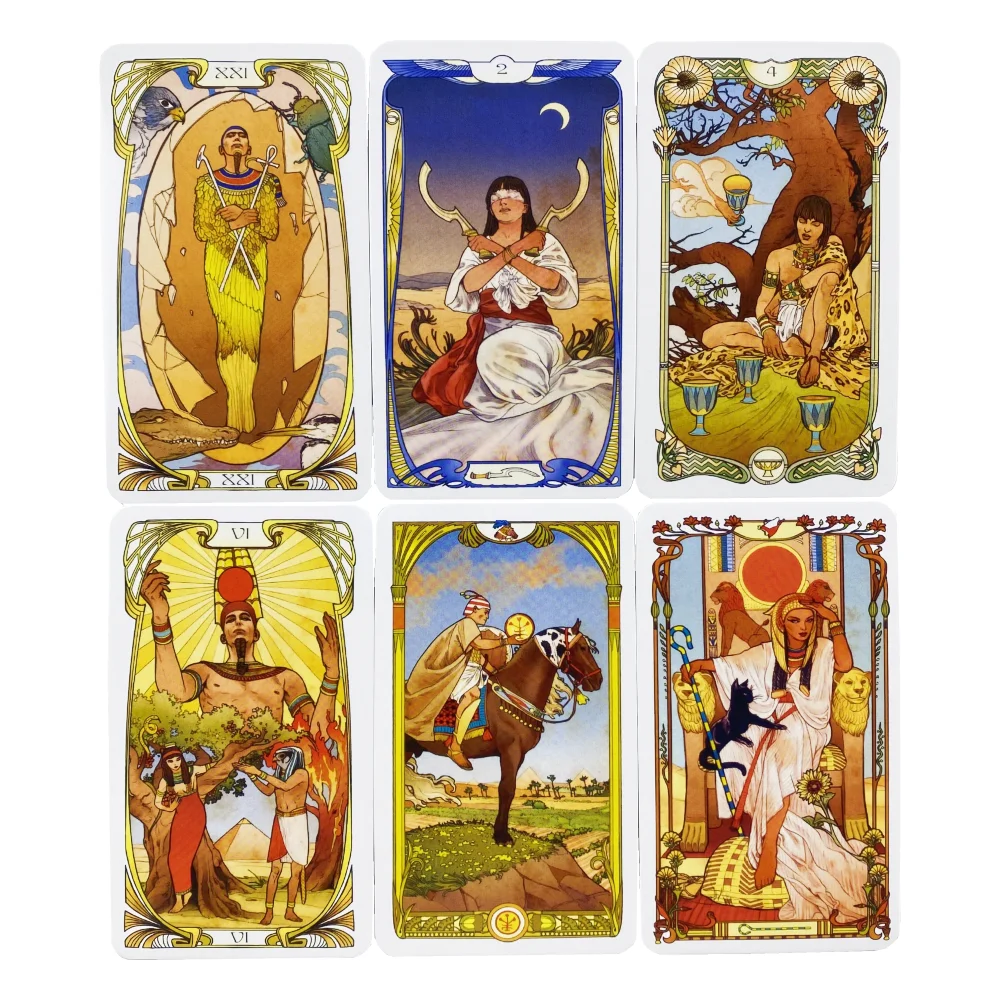 Egyptian Art Nouveau Tarot Cards A 78 Deck Oracle English Visions Divination Edition Borad Playing Games