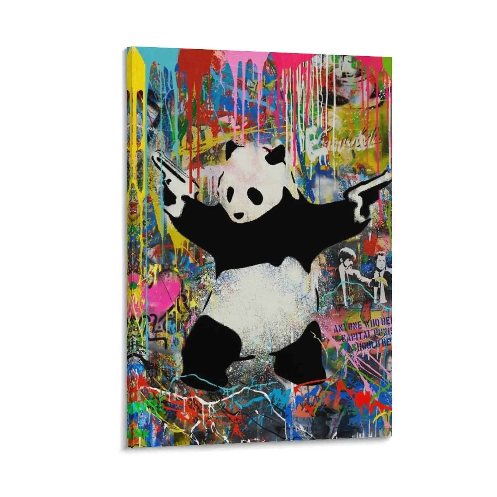 

Panda With Guns Stick Em Up - Pop Street Art Banksy Canvas Painting bedroom decor Decoration for home