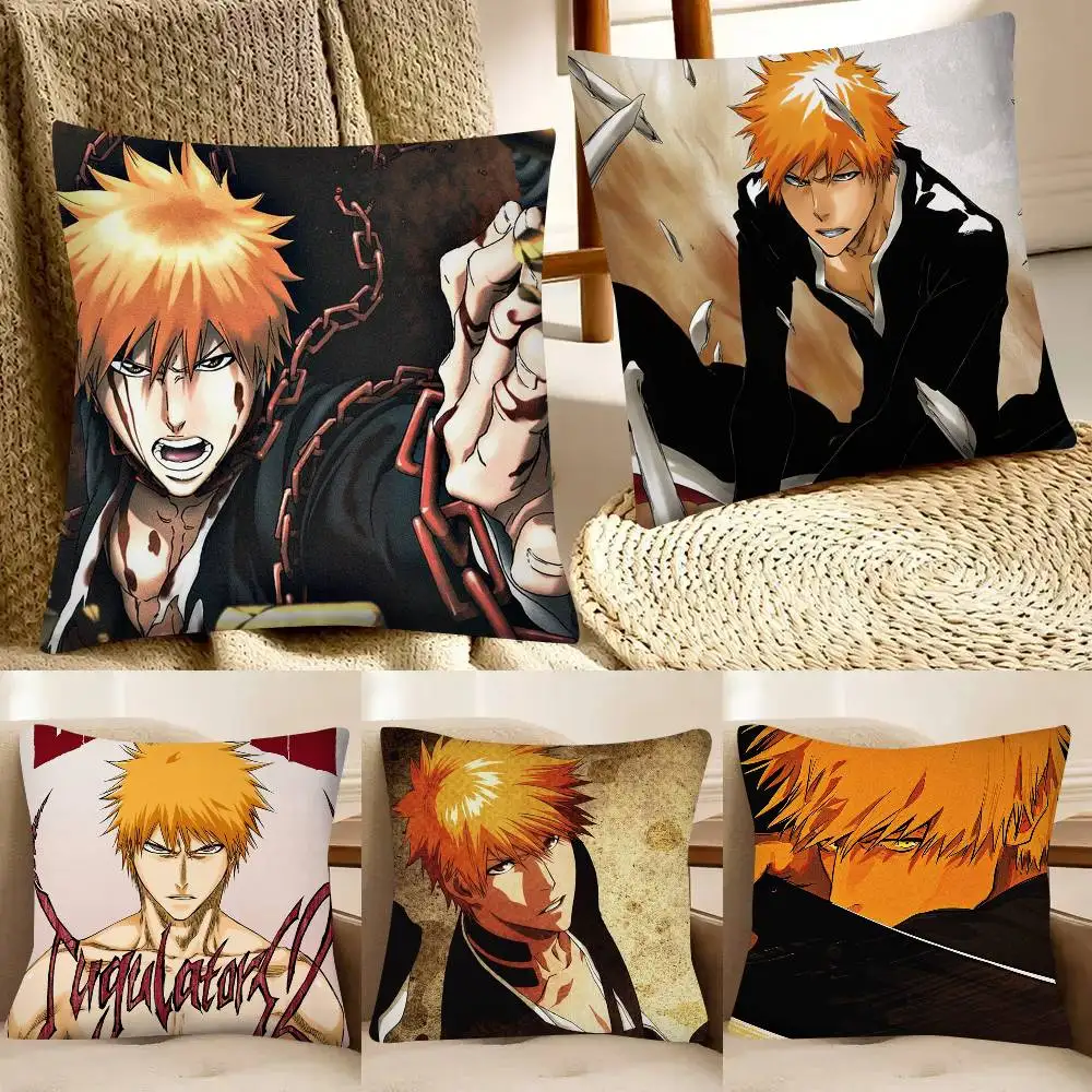 Funda de almohada Vintage Bleach Anime Kurosaki Ichigo, almohada cuadrada para dormitorio, sofá, cojín cómodo de ocio, decoración del hogar y el coche