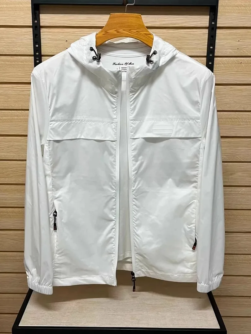 

Летняя мужская новая тонкая куртка с капюшоном для защиты от солнца, повседневная, модная, универсальная, легкая, деловая, на молнии