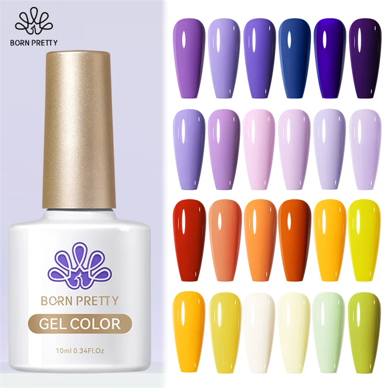 

BORN PRETTY 10ml Purple Yellow Blue Nail Gel Polish Semi Permanent Soak Off UV LED Varnish Nail Dehydrator French Nails