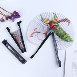 Summer Handheld Fan Chinese Folding Hand Fan Printed Paper Decorative Gift Wedding Party Decoration Colorful Hand Fan