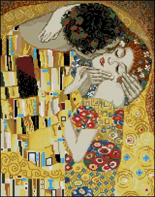 Lovely Counted Cross Stitch Kit, The Kiss G Klimt Painting, Abstract Riolis 117, Top Quality, Lovely, Cute