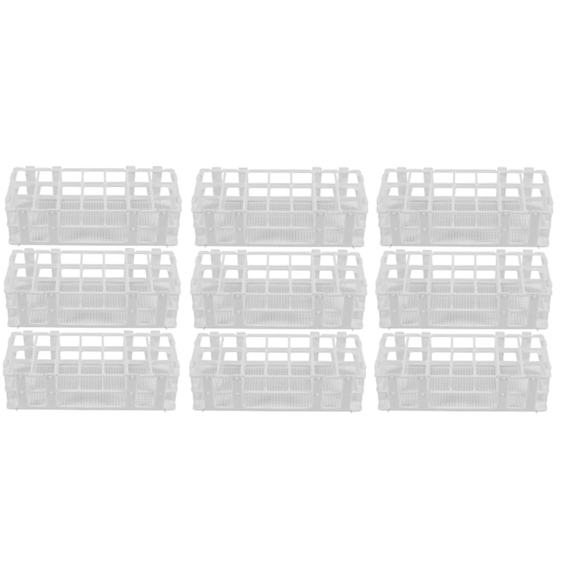 9 Packs Plastic Test Tube Rack, 21 Holes Lab Test Tube Rack Holder For 30Mm Test Tubes, White, Detachable (21 Holes)