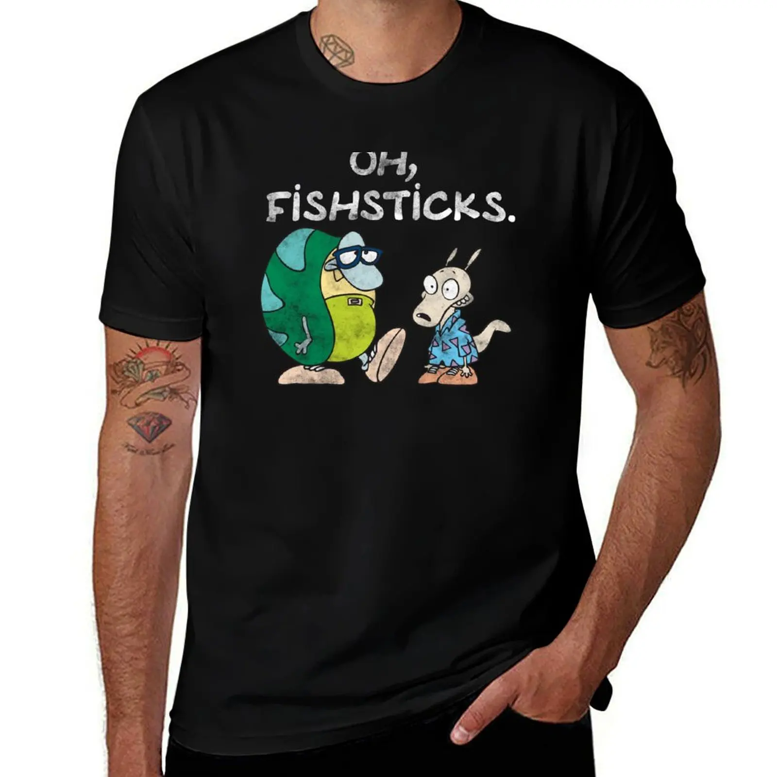 Rocko's Modern Life Filburt and Rocko Fishsticks T-Shirt vintage clothes quick-drying oversized t shirt men