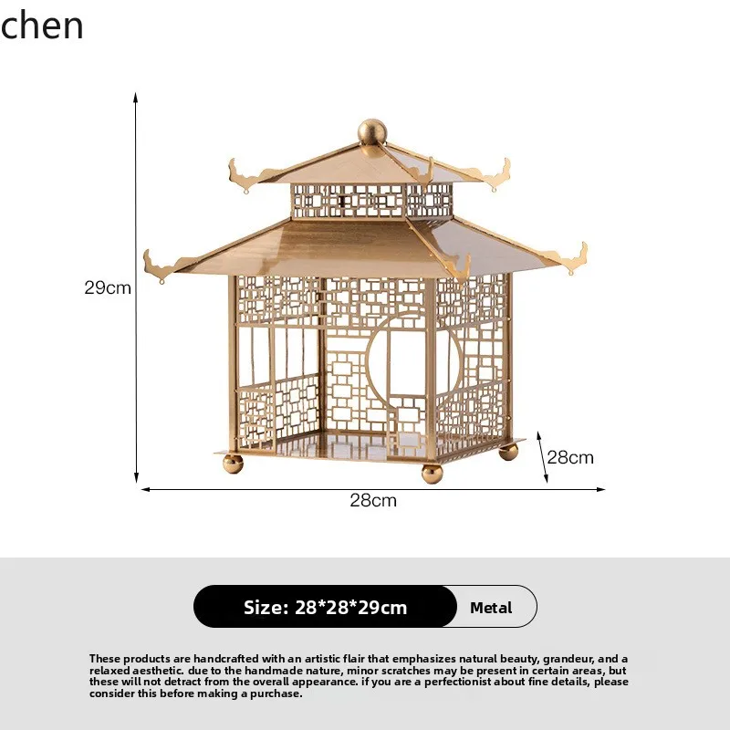 YFY New Chinese Style Metal Hollow Architecture Pavilion Pagoda Ornament Model House Sales Office Clubhouse Soft