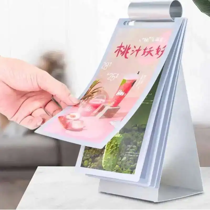 A5 200X100MM Flip Over Metal Menu Holders black silver Poster Leaflet Sign Display Stand Table Price Listing Holder Frame