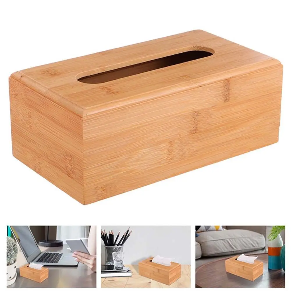 KTV Office Table Decoration Eco-Friendly Bamboo Desktop Organizer Napkin holder Tissue Rack Tissue Holder Storage box