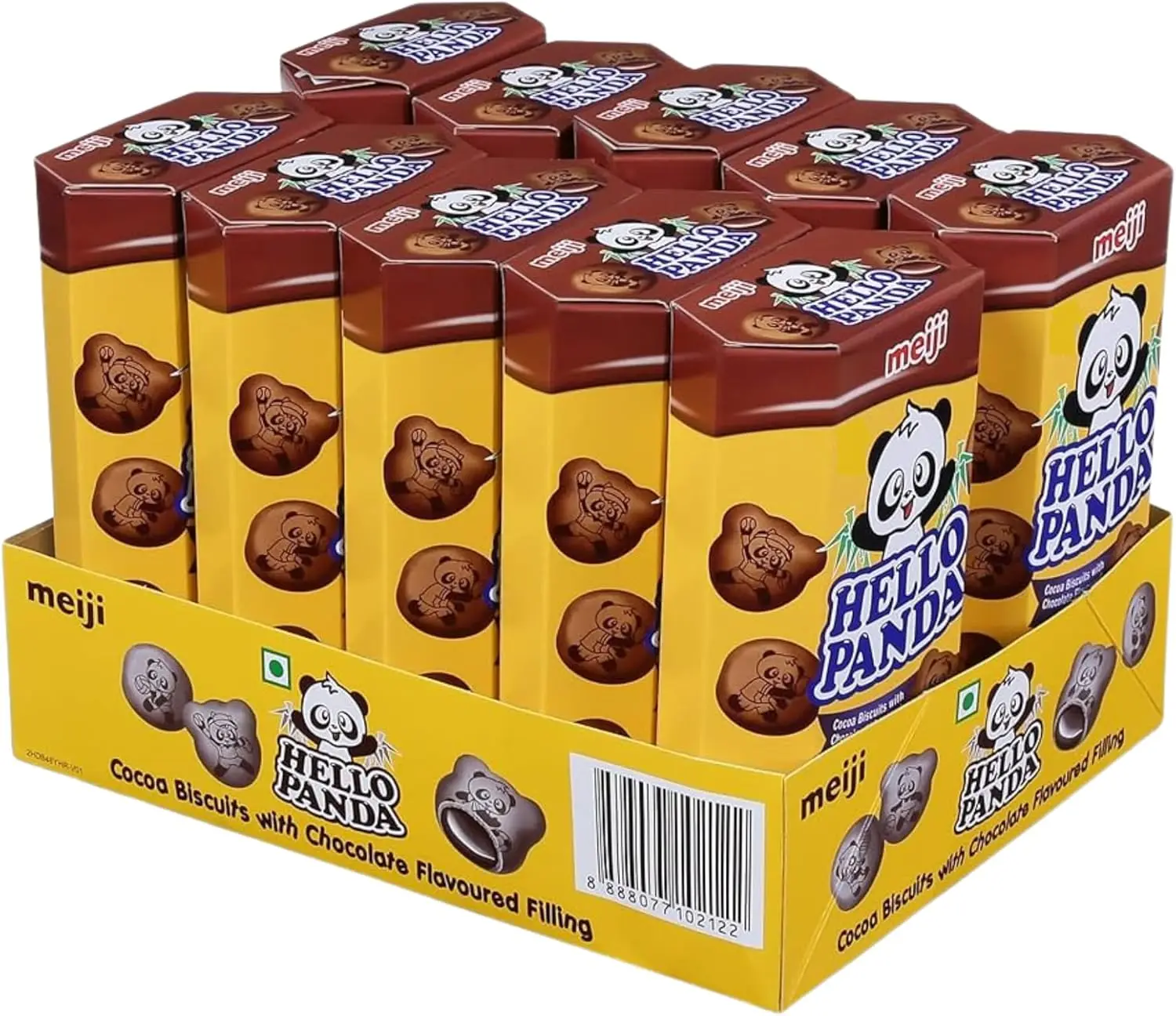 Meiji، Bear - بسكويت على شكل (نكهة الشوكولاتة المزدوجة)، عبوة من 10 قطع، 50 جرام لكل علبة