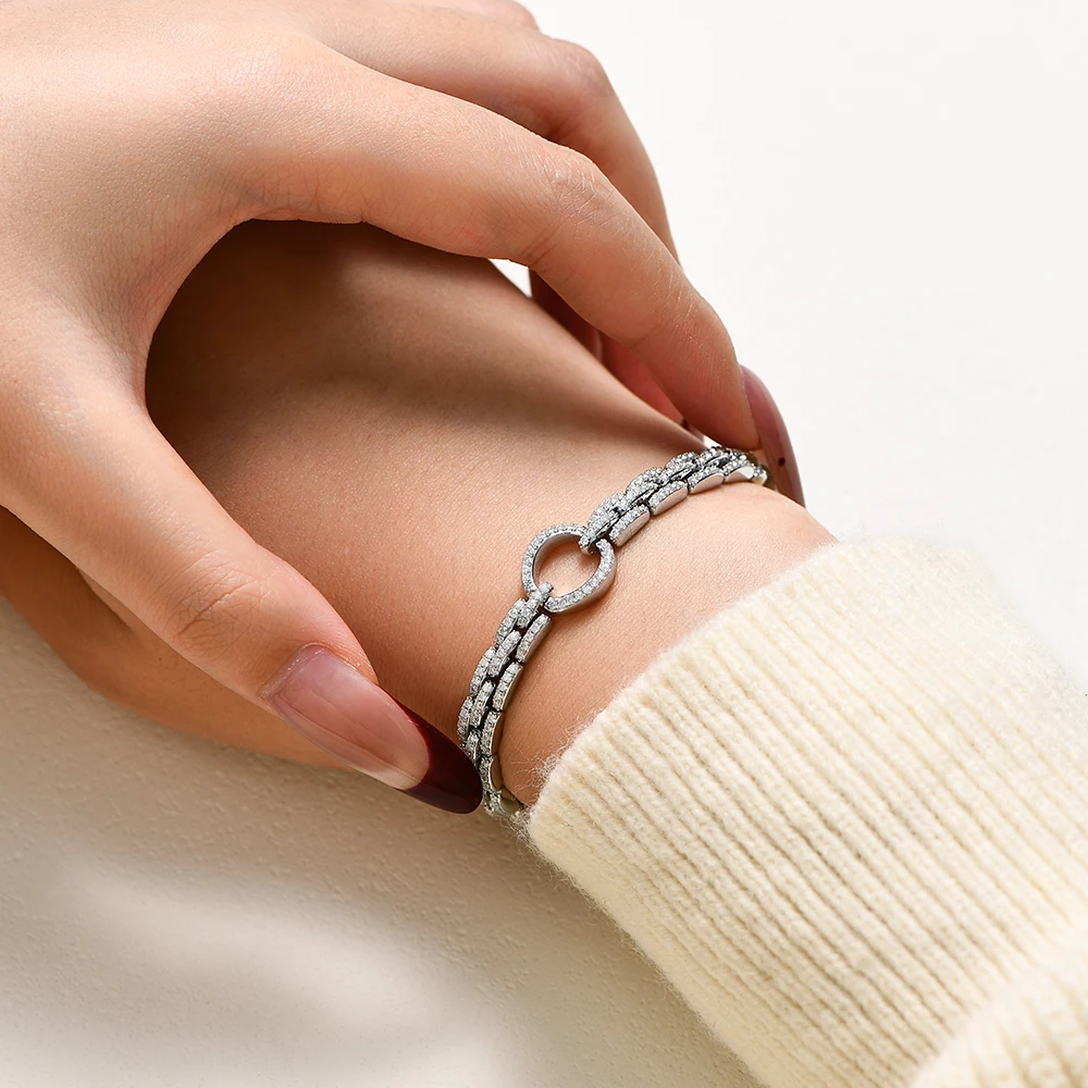 

Очаровательный новый повседневный блестящий браслет с муассанитом для всех, унисекс, из стерлингового серебра 925 пробы, подарки на вечеринки и на все случаи жизни