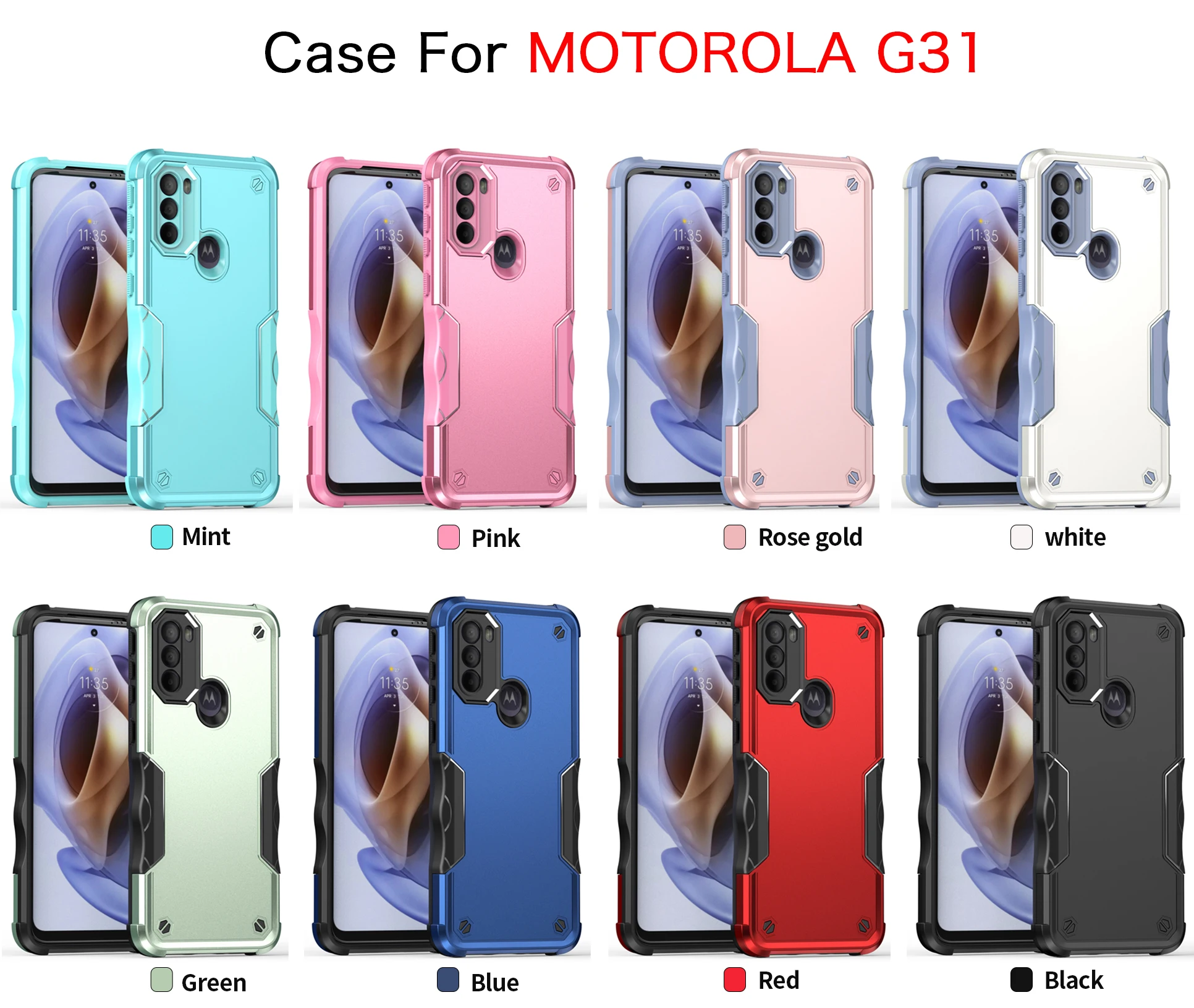 Luxury Case for Motorola G31 Back Hole Heat Dissipation Soft Silicone Hard Armor Shockproof Phone Cover Moto G31 G 31 MotoG31