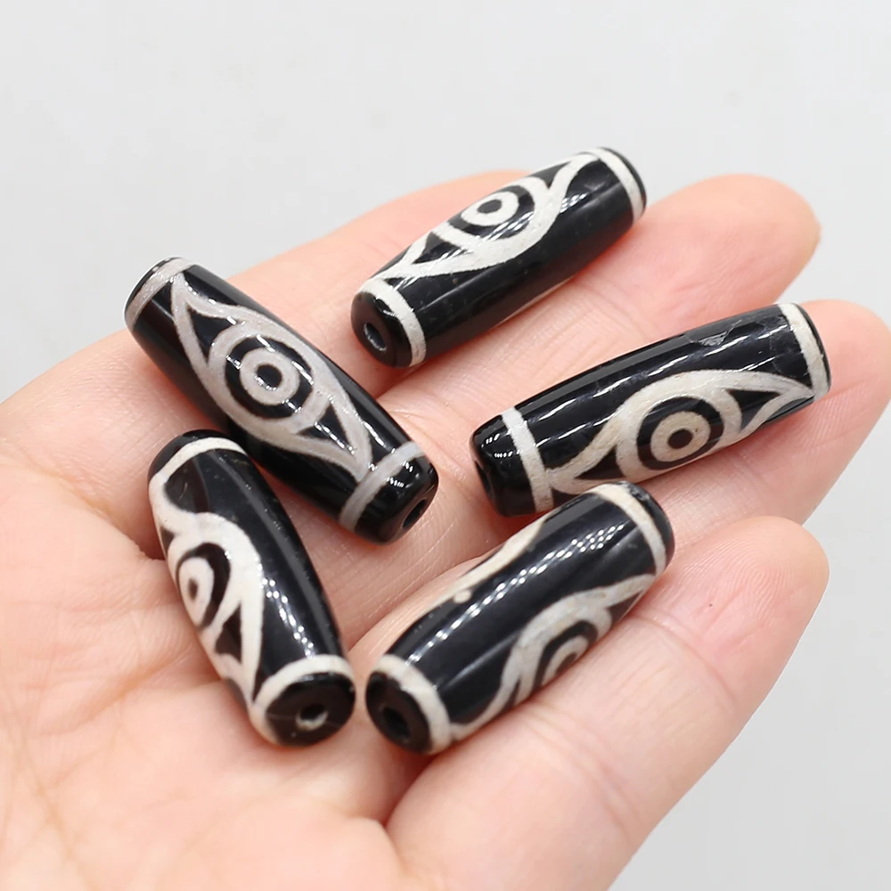 2Pcs Energy Natural Stone Pendant Eye-Shaped Tianzhu Beads For Jewelry Making DIY Necklace Bracelet Yoga Dzi Gift Accessory