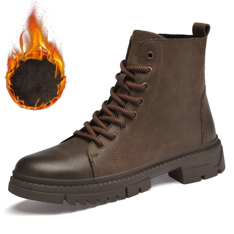 

Men High Top Boots PU Warm Cotton Shoes Thick Sole Comfortable Classic Men Boots Size 38-49