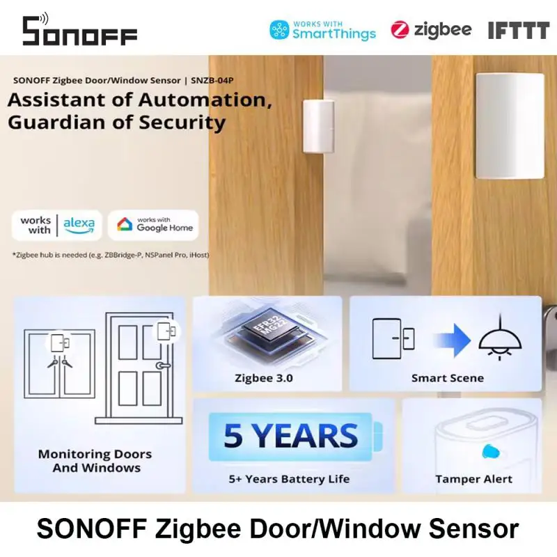 

Датчик SONOFF SNZB-04P Zigbee для окон и дверей, сенсор для обнаружения внутренних приборов, работает с Alexa Google Home Alice