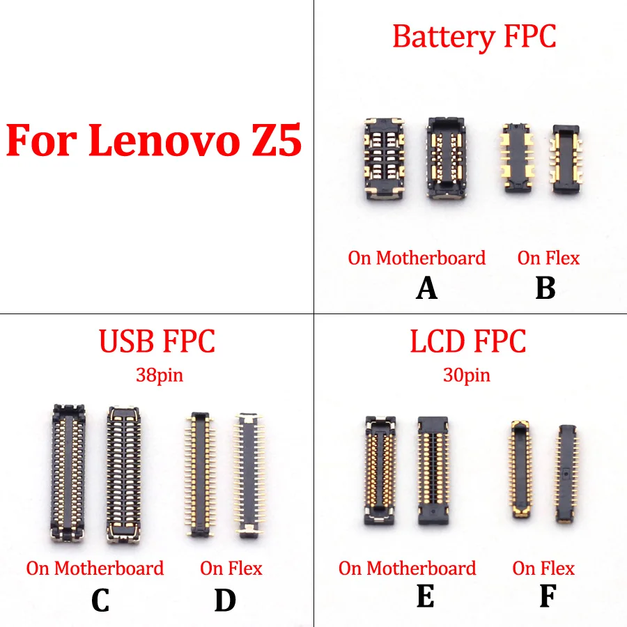 2Pcs LCD Display Screen USB Charging Charger Battery Dock Port Flex Cable FPC Connector Plug For Lenovo Z5 L78011 30 38 Pin