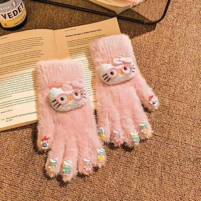 قفازات Sanrios للفتيات Hello Kittys Student قفازات ركوب الدراجات الدافئة المحمولة متعددة الاستخدامات مريحة لينة مطبوعة الإبداعية الساخن بيع #4