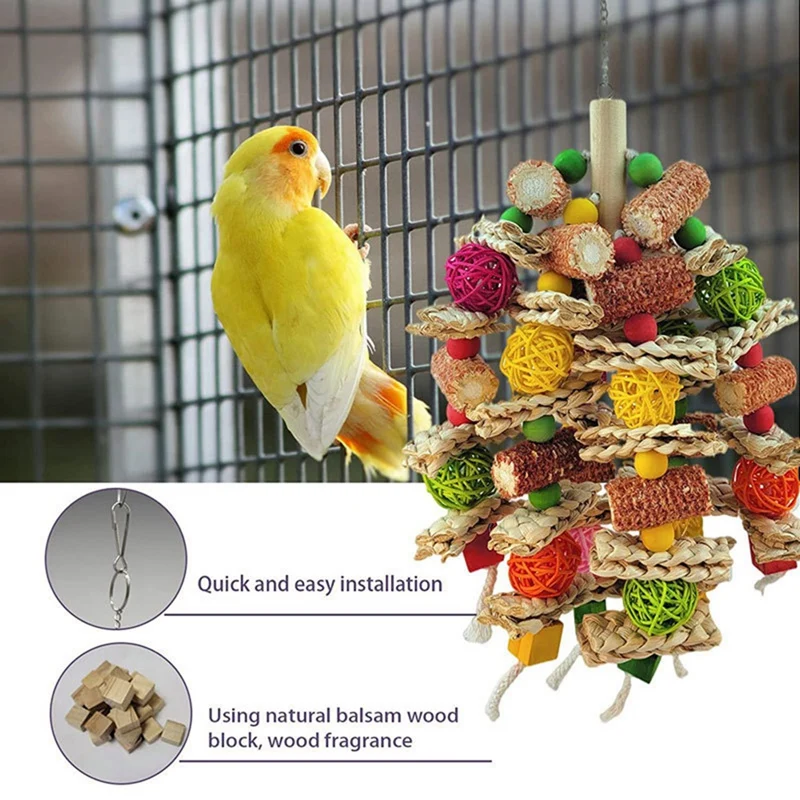 Bird Toys Parrot Toys Set Kit Exciting Chewing Fun For Parakeets, Cockatiels, Medium-Sized Parrot Corn Cob Exercise The Beak