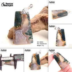 Natural Moss Agate Pendant For Women Lady Man Love Gift Energy Beads Necklace Clear Crystal Reiki Gemstone Stone Jewelry BO919