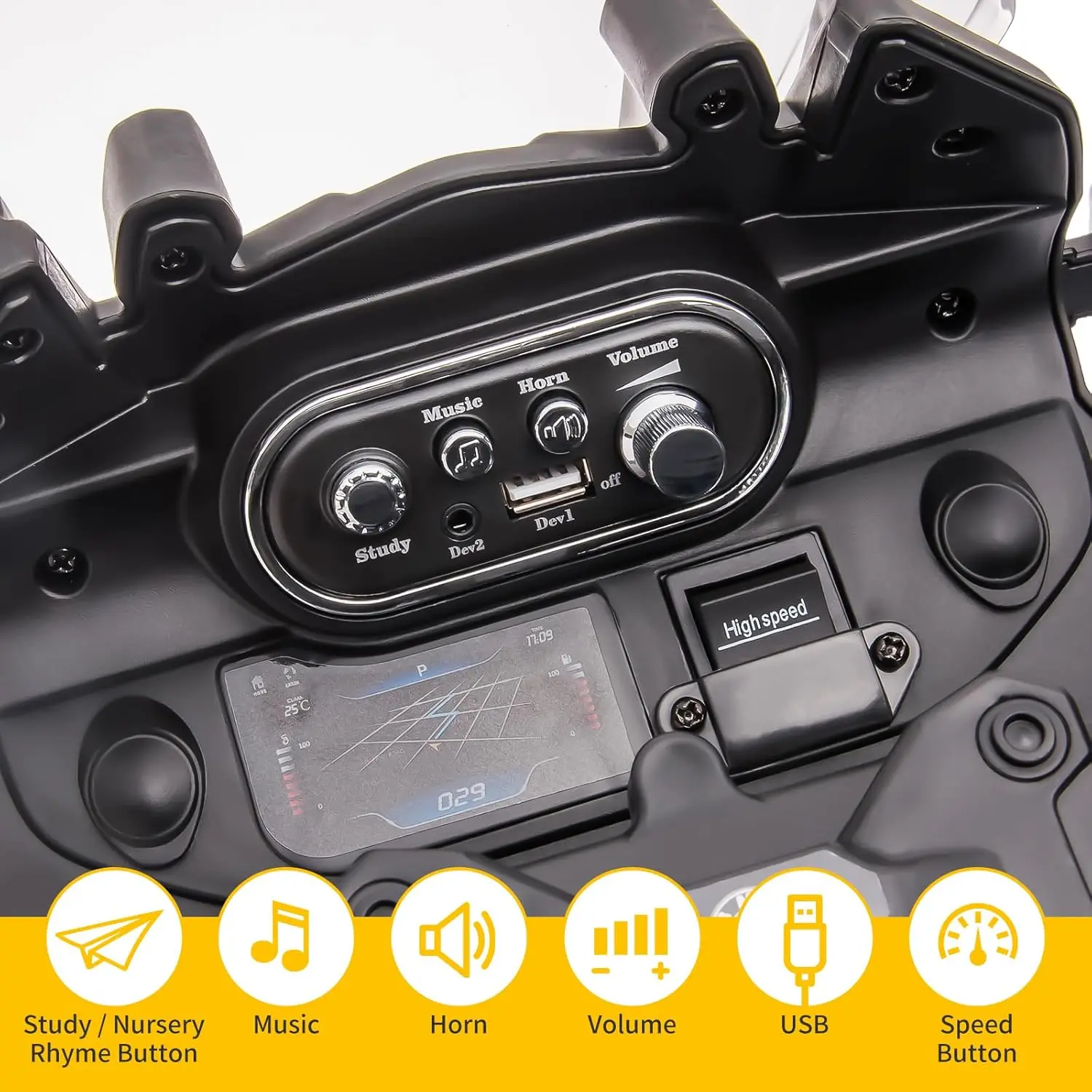 Moto BMW sous licence pour enfants 12V, avec vitesse Variable haute/basse, feux d'avertissement, roues d'entraînement pour tout-petits/enfants