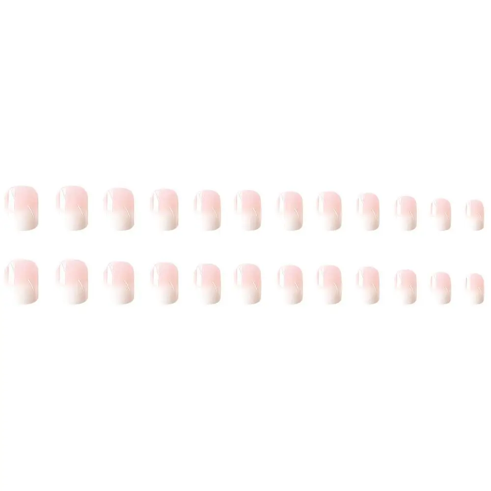 เล็บปลอมแฟชั่นแบบฝรั่งเศส ทรงเหลี่ยม ปิดเต็มเล็บ กดติดง่าย สำหรับผู้หญิง