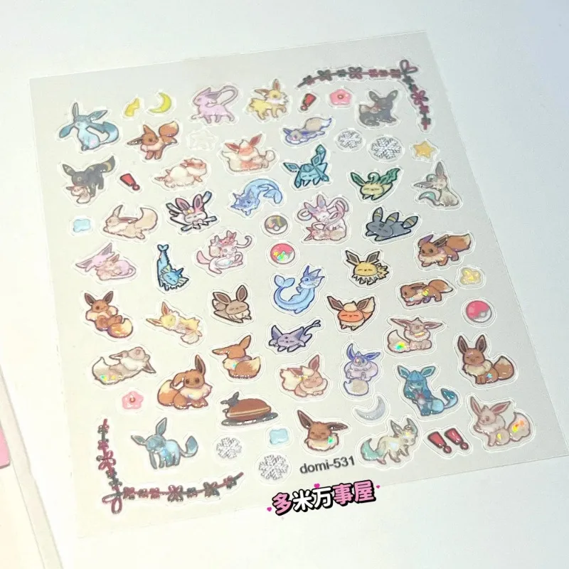 Cartoon Cute Pokémon Kawaii Eevee Cartoon Art Nail Stickers DIY Manicure CCD Camera Decoration Relief Sticker Sticker Girl Gift