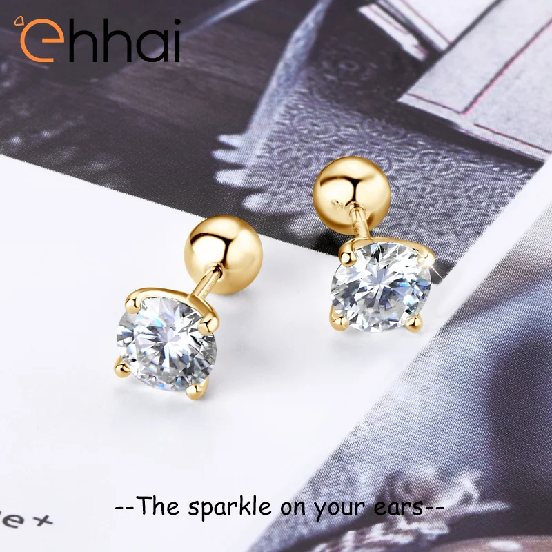 

Ehhai 6,5 мм круглые серьги-гвоздики с муассанитом для пирсинга хряща для женщин, настоящее серебро 925 пробы, ювелирные изделия, подарки Aretes