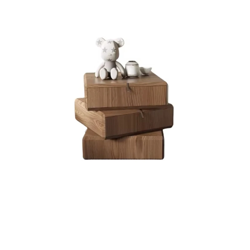 

Modern bedside table drawer walnut multifunctional swivel bedside table