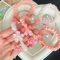 Cute Jelly Color Flower Hair Rope for Kids, Soft Wavy Rubber Bands Scrunchies Circle Ponytail, Headress Hair Accessories