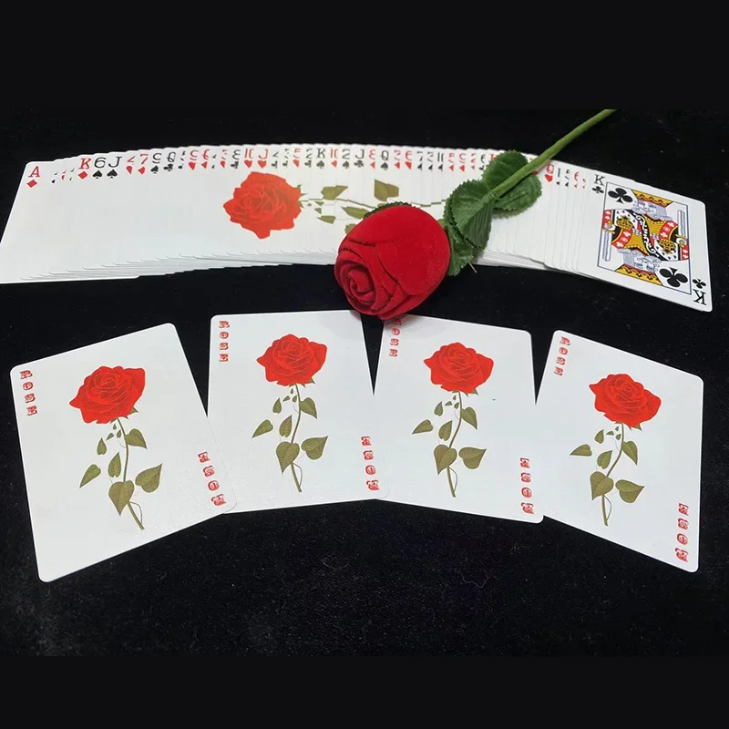 

Роза Волшебные трюки колоды Ace to Rose Card to Real Rose, появляющийся цветок, магия, романтические приближения, иллюзии Gimmicks, ментализм, реквизит