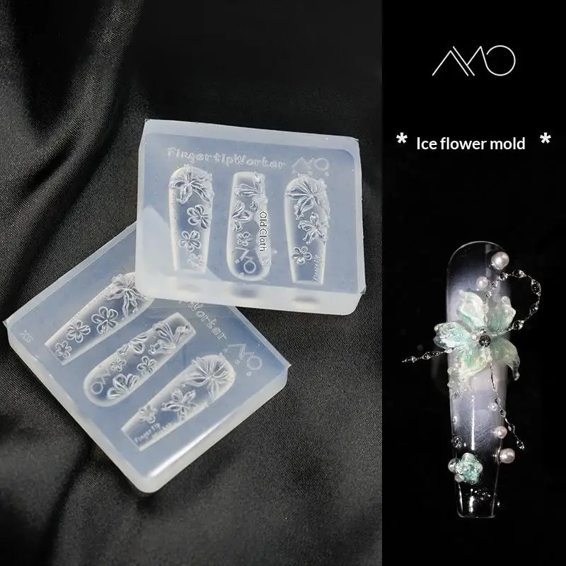 Floral Silicone Nail Mold Reusable 3D Relief Stamp for Vintage Nail Art DIY Manicure Tool, Creative Nail Decoration Stencil Set