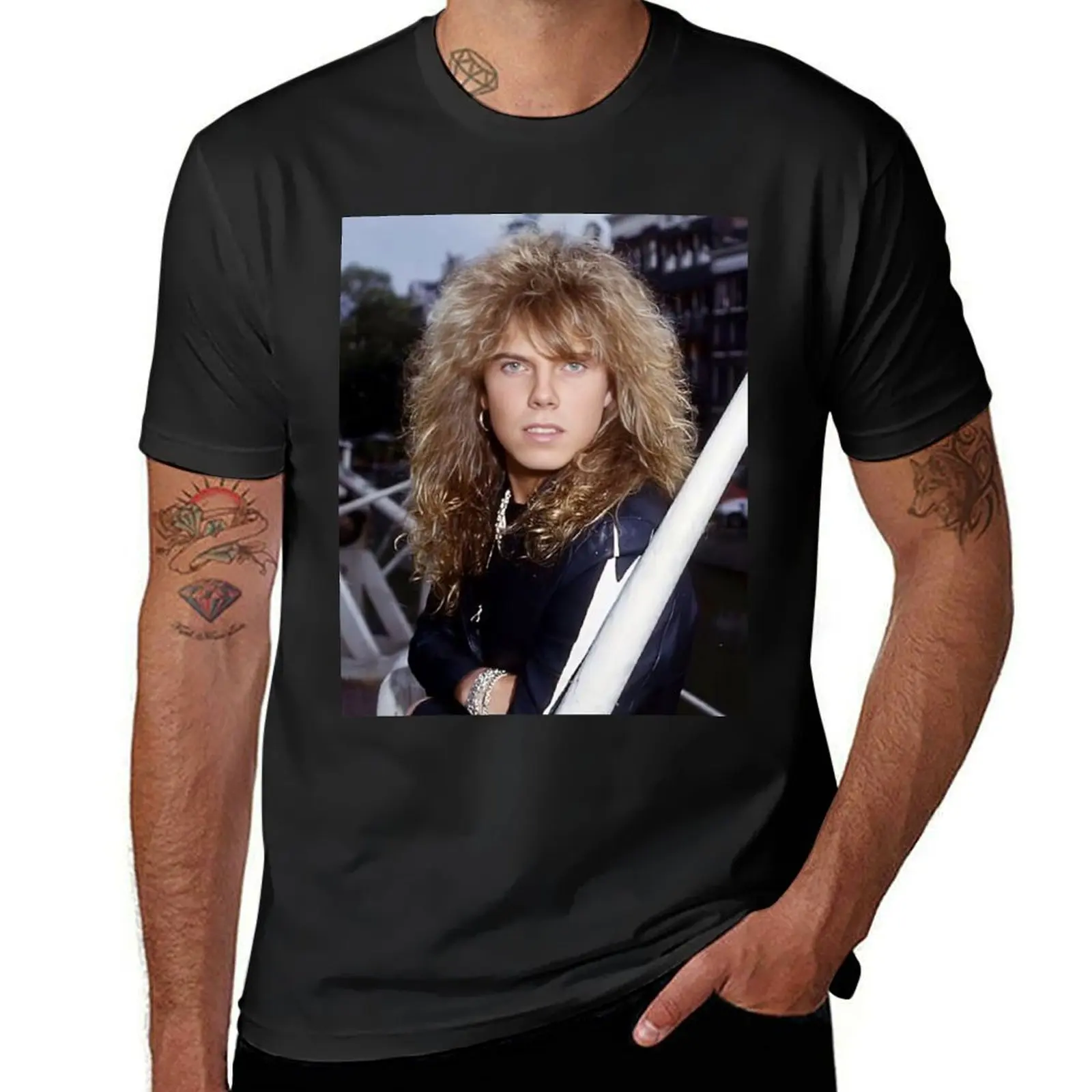 

joey tempest singer T-Shirt graphics oversizeds mens big and tall t shirts