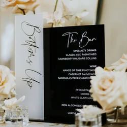 Black Acrylic Wedding Bar Sign,Wedding Bar Menu,Signature Drink Sign,Frosted Acrylic Cocktails Menu Sign,Wedding Reception decor