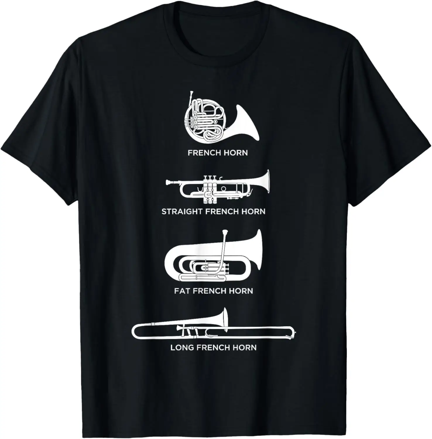 Grappige soorten Franse hoorn T-shirt T-shirt