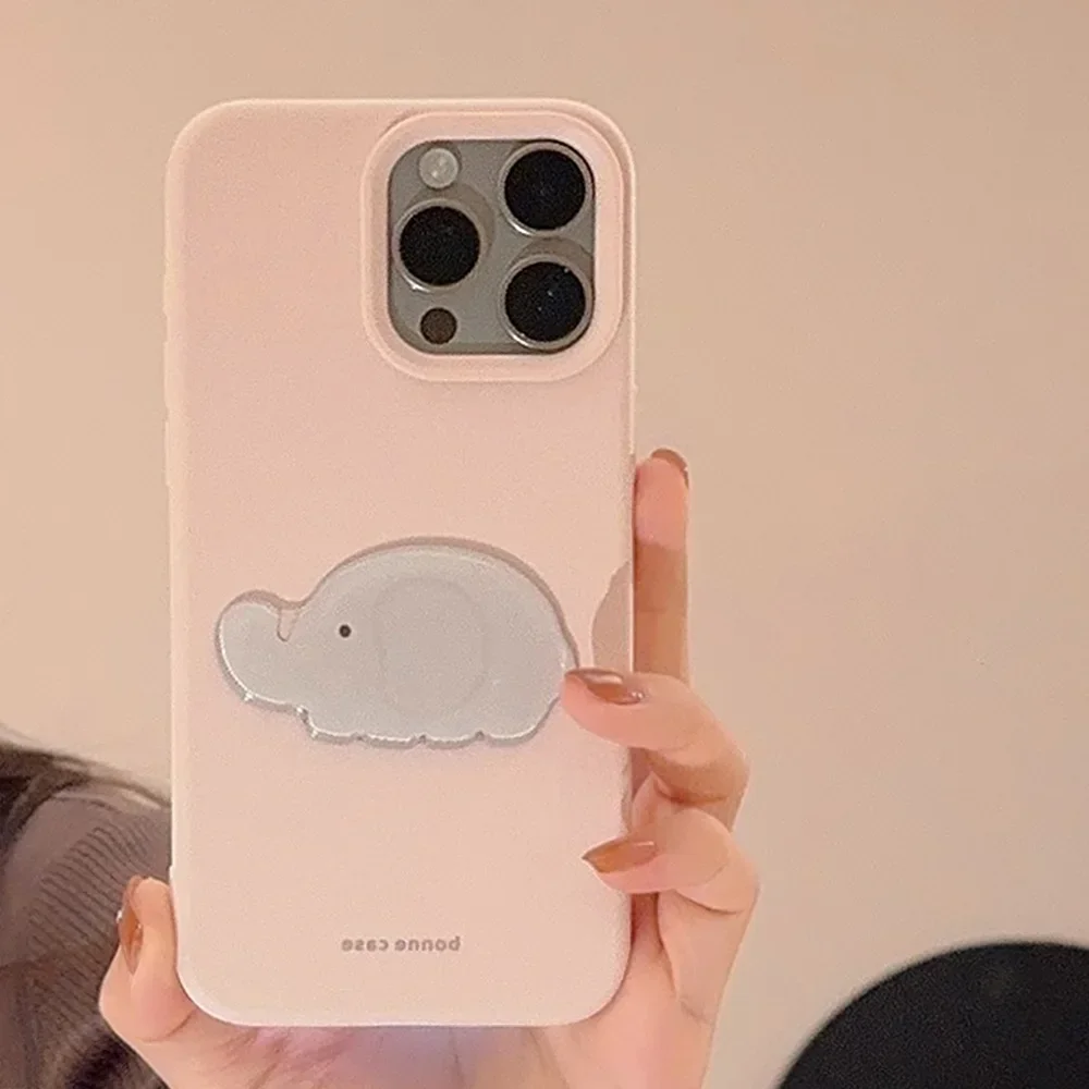 Чехол для телефона Ins Style Cute Little Grey Elephant для IPhone 16 15 14 12 13 11 Pro ProMax Plus X XR, противоударный чехол для телефона