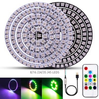 WS2812B DC5V Led Pixel Ring Individul AddressabIe Ring 5050 RGB WS2812 IC BuiIt-in Led ModuIe And 14Keys Lock USB  Controller