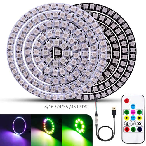 WS2812B DC5V Led 픽셀 링 Individul AddressabIe 링 5050 RGB WS2812 IC Led 모듈 및 14 키 잠금 USB 컨트롤러  Best5