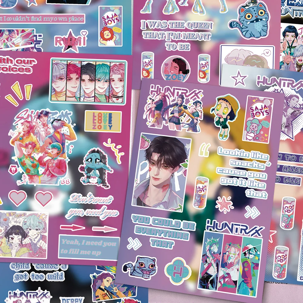 8 naklejek z grupą dziewczyn K-pop, poszukiwaczek potworów, do planerów, folia do wycinania, kolaż, prosty zestaw, ręcznie robione naklejki dekoracyjne