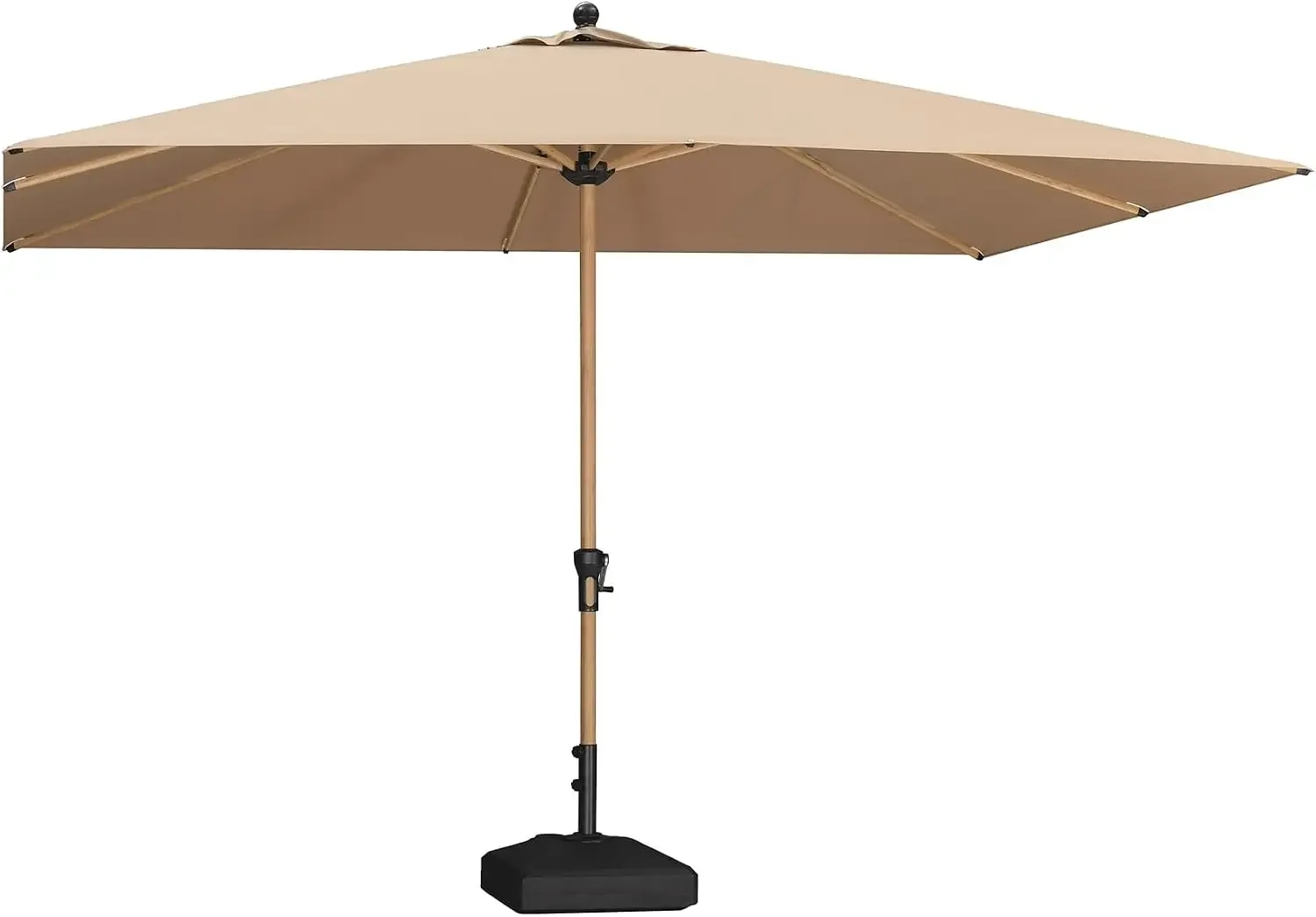 Patio Umbrella with Base 8' x 11.5' Wood-Grain Finish, Taupe | Expanded coverage, Wind stability, 8 reinforced ribs, Long-lastin