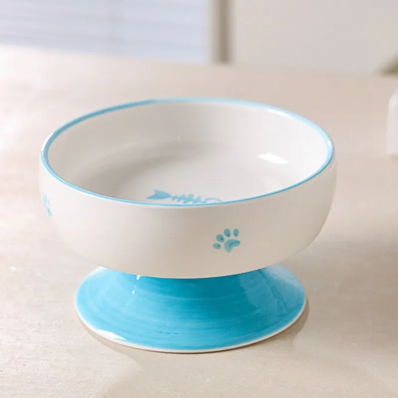 Cat Bowl High Legged Ceramic Food Bowl Water Feeding Hair Opening Rice Bowl Dog Feeding Bowl Cervical Protection Pet Products