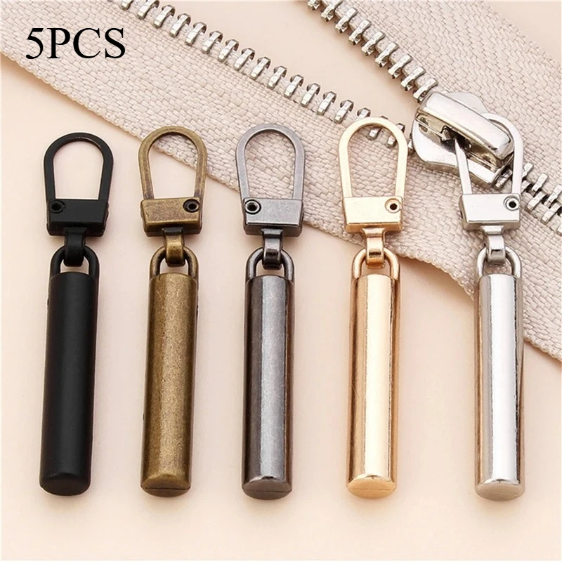 5pcs Detachable Metal Zipper Pullers For Zipper Sliders Head Zipper Pull Tab DIY Sewing Bags Down Jacket Zippers Repair Kits
