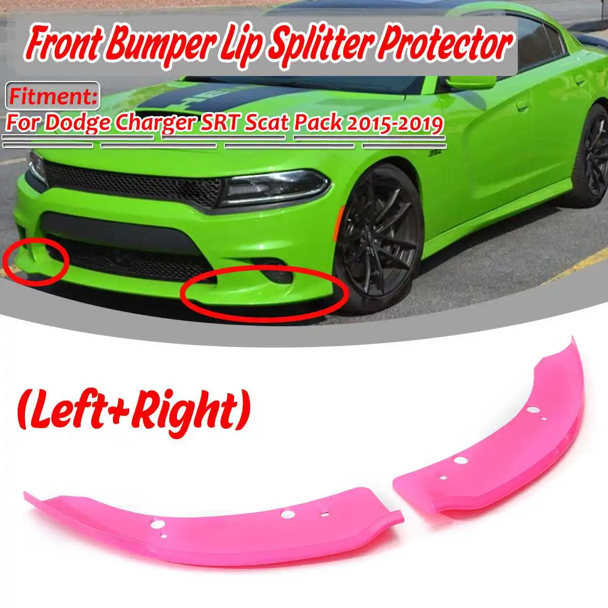 A Pair Car Front Bumper Splitter Lip Diffuser Spoiler Protector Deflector Lips Guard For Dodge Charger SRT Scat Pack 2015-2019