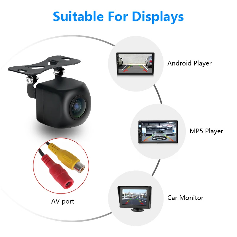 Telecamera Posteriore per Auto Srnubi, Obiettivo Fisheye AHD, Visione Notturna Starlight, Telecamera Universale per Unità di Controllo Veicolo