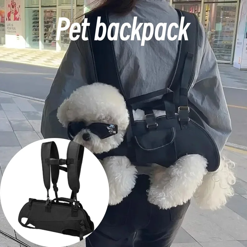 Haustier-Rucksack Outdoor-Hunderucksack Horizontaler Umarmungsrucksack Atmungsaktive Praktische Vierbeiner-Tragetasche für Draußen