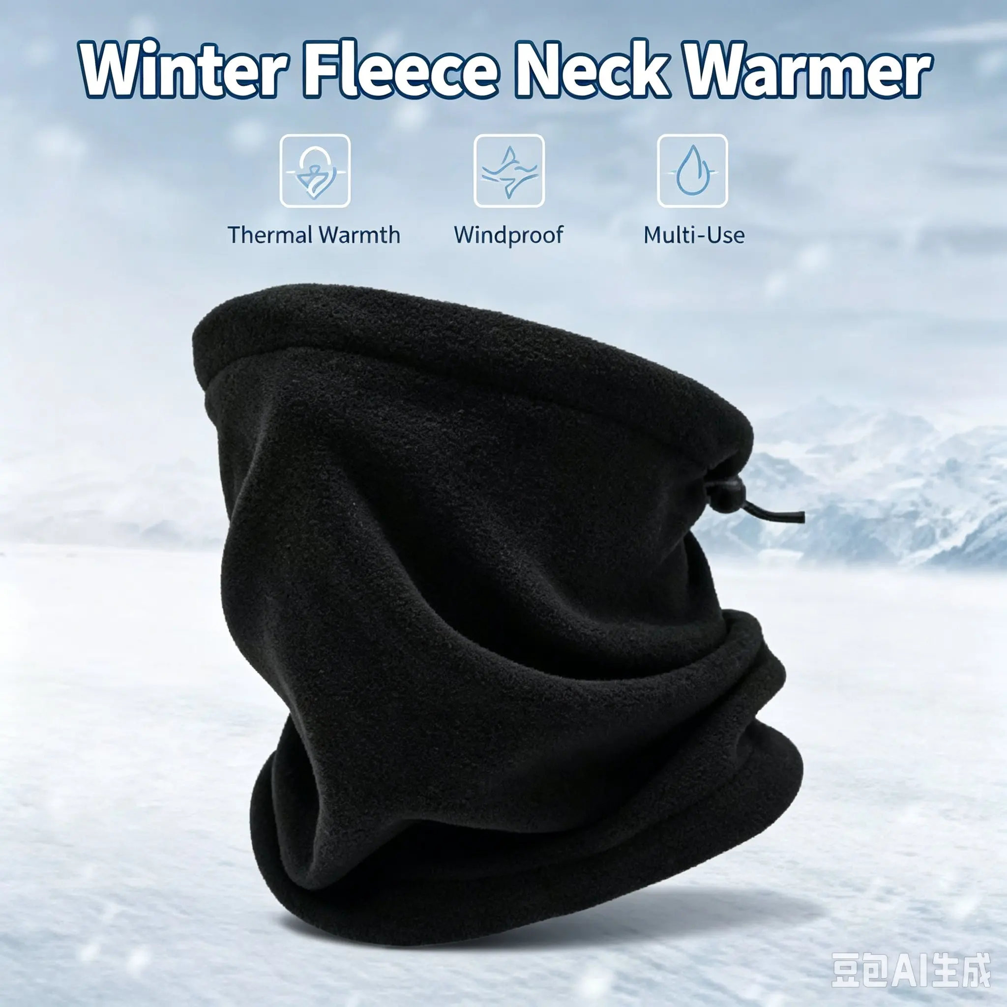 Fleece Neck Warmer Gaiter, Winter Thermal Face Mask Scarf, Windproof Motorcycle Cycling Headwear for Men Women