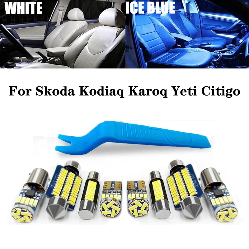 

Car LED Interior Light Canbus For Skoda Kodiaq Karoq Yeti Citigo Roomster 2009 2010 2014 2015 2016 2017 2018 2019 2020 2021 2022