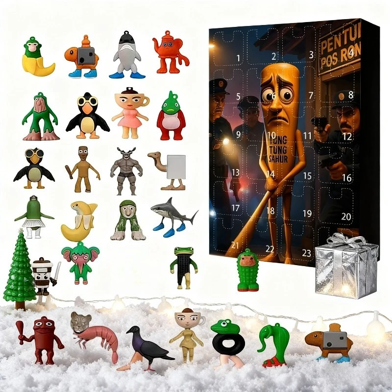 Italian Brainrot Action Figure Set, Tung Sahur Tralalero Model, Fun Desktop Decorations Ornaments Toys for Kids and Fan