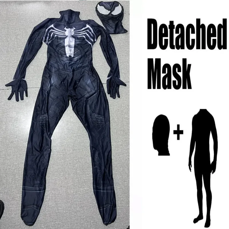 Halloween Insomniac Spider 2 Venom Cosplay Costume Men Superhero Zentai Bodysuit for Adult Party Jumpsuit