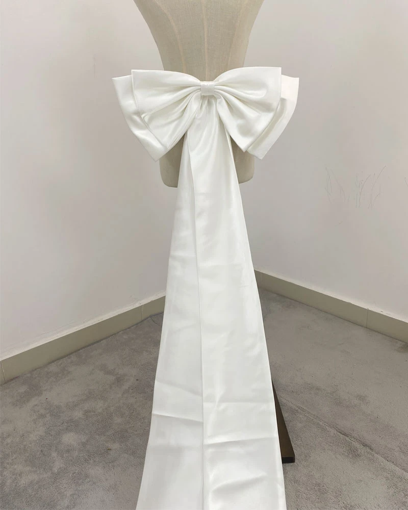 Detachable Bridal Satin Bow For Wedding Dress Seperate Removeable Long Satin Bows Knots