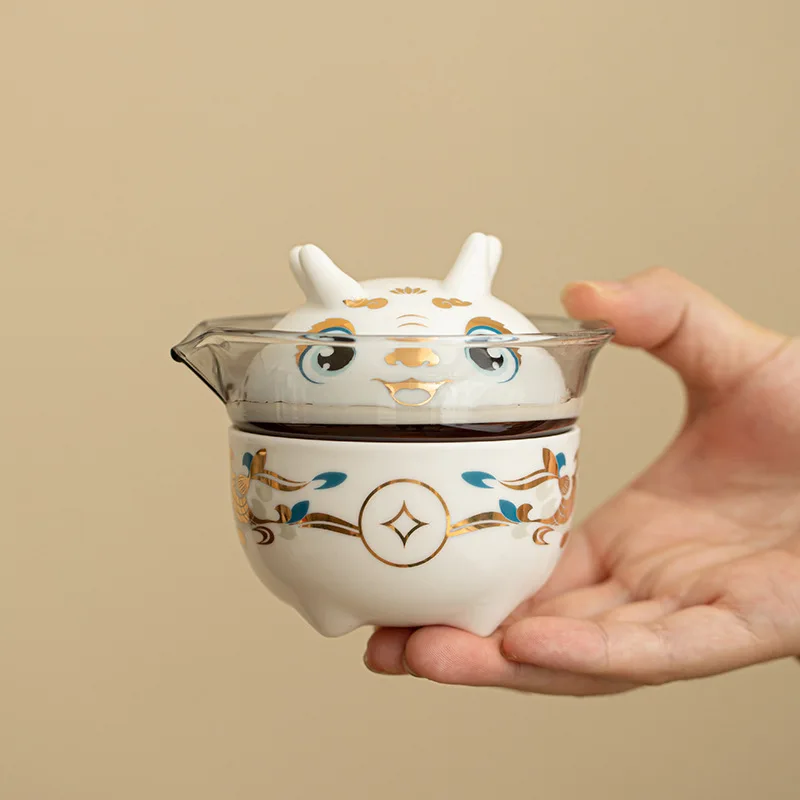

Chinese Travel Tea Set with Case, Floral Porcelain Teapot with Tea Cups, Portable Tea Set for 2